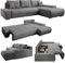Juskys Sofa Iseo Rechts mit Schlaffunktion - Stoff Couch L Form für Wohnzimmer, bequem, ausziehbar - Schlafsofa Ecksofa Eckcouch Schlafcouch Dunkelgrau