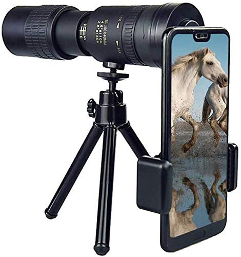 Tragbares Teleskop 10-300 x 40 mm Super-Telezoom-Monokular-Teleskop für Telefon, verwacklungssicheres Telefon-Kameraobjektiv, mit Monokular-Teleskop mit (schwarz)