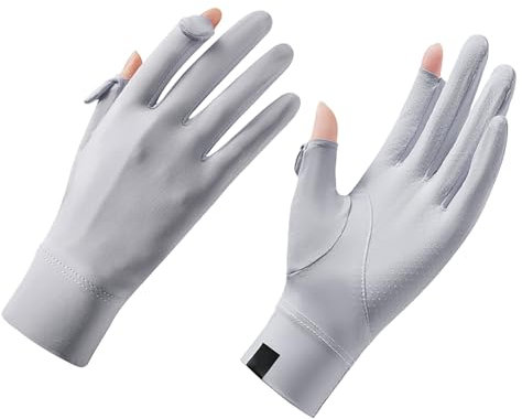 JIAHG Femme Gants UV Protection Solaire UPF 50+ Gants Mince de Conduite Voiture Soie de Glace Léger Respirant Antidérapant Mitaines à écran Tactile Cyclisme Golf Pêche Cueillette Camping