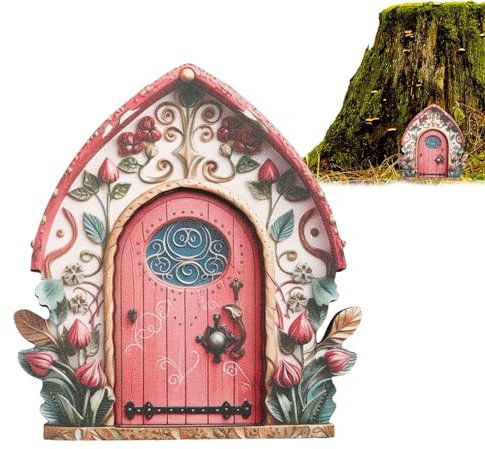 Feengartentür,Feentüren für Bäume im Freien | Hölzerne -Elfen-Feentür | Feengarten-Kunsttüren, Gartenminiatur-Ornamente für Feenhaus, Baum, drinnen oder draußen