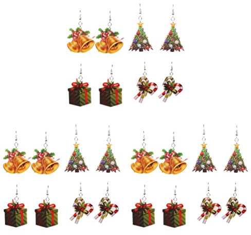 GALPADA 12 Paare Mädchen Ohrhänger Weihnachtstropfenohrring Creolen Jingle Bell-Ohrringe Weihnachtshaken weihnachtsohrringe weihnachtsmotiv bezaubernde Ohrhaken Weihnachtsfeier Ohrringe