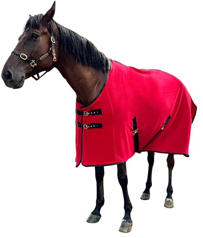 Wasserdichte Pferdedecke aus Fleece, für den Winter, wasserdicht, Premium-Pferdedecke, wasserdichte Decke, 198 cm, Rot, 145 cm