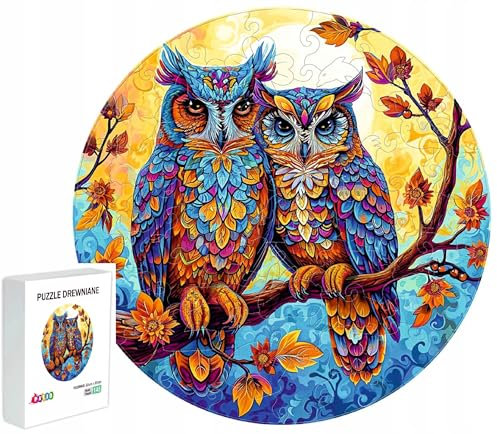 PASJO - Holzpuzzle Erwachsene mit Eulemotiv 141 Teile 22x22 cm - Geschenkidee für Kinder - Holz Puzzle Eule - Einzigartige Tierförmige Holz-Puzzle - Creative Jigsaw aus Holz für Erwachsene