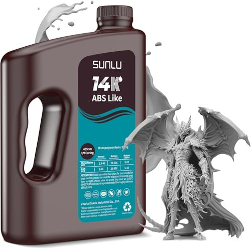 SUNLU 14K ABS-ähnliche 3D-Druckerharz 3KG, Ultrapräzision für die Detaildruckerei von Miniaturen, glatte Matte-Oberfläche, 405nm UV-Aushärtung, Kompatibel mit den Meisten LCD-3D-Druckern, Grau