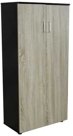 DUPI Mueble Zapatero Librería de Dos Puertas, Madera, Zapatero Puertas de Libro Mueble Auxiliar, Medidas: 60cms Ancho, 32,50 cms Profundo, 124cms Alto (Negro - Taupe)