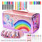 Weinsamkeit Marker Set mit Federmäppchen, Glitzerstifte, Bleistifte, Farbstifte, Malstifte und Gelstifte Set für Mädchen, Malbilder Einhörner Geschenke, Praktische und zeitlose Geschenke (Rosa)