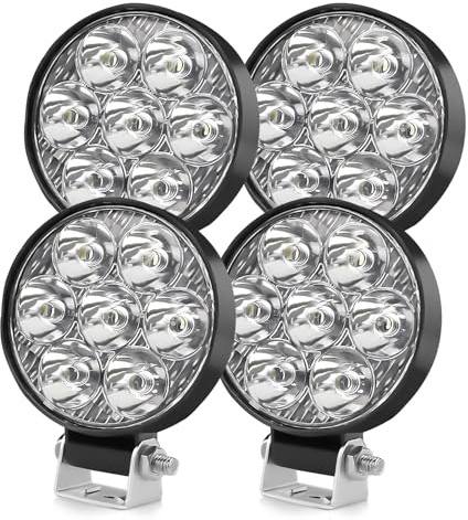 CO LIGHT 4PC 2,5 Zoll LED Arbeitsscheinwerfer - 24W 8000LM IP68 180° Justierbar Rrückfahrscheinwerfer 6000K für Traktor,Offroad,Baufahrzeuge,UTV, ATV, LKW,Landwirtschaft, 12V-24V (Orbicular-4pc)