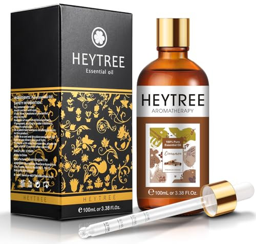 HEYTREE Zimt Ätherisches Öl für Diffusor - Zimtöl Perfekt für Reinigung, Aromatherapie, Heimwerken, Seife & Diffusor