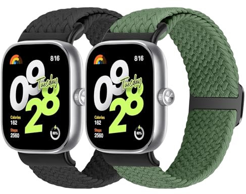 Janpso Correas trenzadas compatibles con Xiaomi Redmi Watch 4/5/Xiaomi Band 8 Pro/9 Pro, pulsera de repuesto de nailon elástico ajustable para Mi Band 9 Pro/8 Pro/Redmi Watch 4