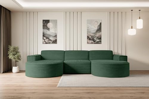 ALTDECOR Ecksofa in U-Form Corner Sofa Bett Eckcouch Couch L-Form Wohnlandschaft Cauchsofa MARI-U1-295x165x73,5 cm Grün