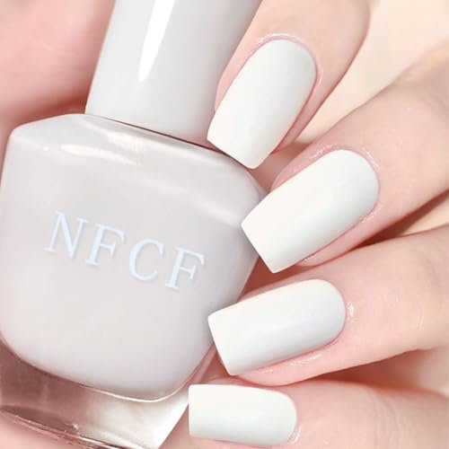 White Nail Polish - Pure White Nail Varnish - Quick Dry Milky Nail Polish - Waterproof French Manicure Nail Art Polish - Classical Opaque Long Lasting Nail Varnish No UV Light Needed