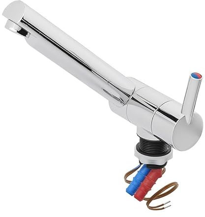 Grifo mezclador de 12 V Ø 27 mm – Caño recto con microinterruptor para caravana y barco