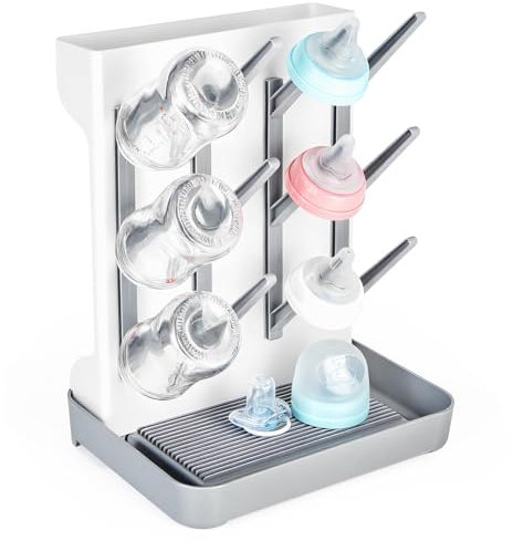 Vicloon Baby Bottle Drain Rack, Space Saving Countertop Standing Dish Holder, Multifunctional Bottle Storage Drying Rack for Bottles,Teats,Cups