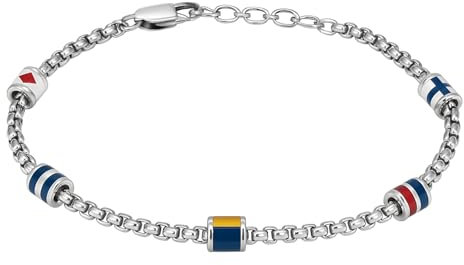 amorili Bracciale Uomo Acciaio Inox con Bandiere Nautiche | Stile Marina Militare | Gioiello Nautico Regalo Uomo Mare