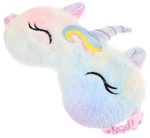 Mipcase Masque Oculaire Peluche Licorne pour Garçon Fille Couvre Œil Doux et Confortable pour Voyages Siestes Maison