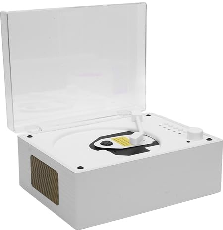 XUMIUZIY Suitcase CD Player, Retro Desktop CD Player Multifunzionale per l'auto per Casa (Colore del grano in legno bianco)