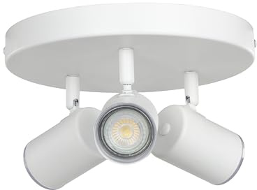 Eglo Spotlight bar Consuma 1, Bathroom Light Fitting with 3 Flexible Spots | round ceiling lamp kitchen made of white steel, GU10 socket, IP44
