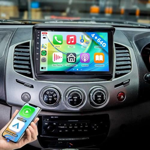 Car Stereo for Mitsubishi Triton ML MN 2006-2015 Radio 9 Inch Carplay WiFi | Double Din Android Wireless Carplay Android Auto Support Bluetooth/GPS/WiFi/Backup Camera/SWC/FM/Mirror Link/IPS Touch Screen