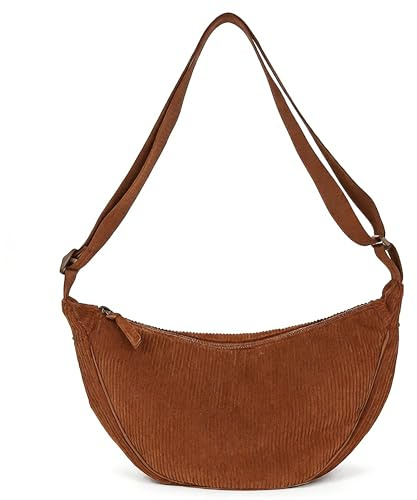 YUESIKJ Damen Cord Crossbody Bag, Dunkelorange, Braun, Weiß, Olivgrün, Schwarz albmond Tasche Cord Umhängetasche, für jeden Anlass