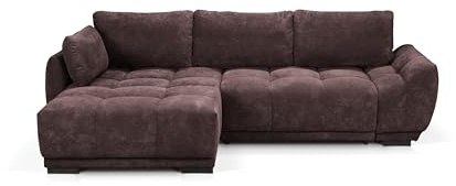 foamnova Leuven Big Sofa mit Recamiere Links – großzügiges Wohnlandschaft Sofa mit Schlaffunktion & Doppelliege – Maße: 269x169 cm
