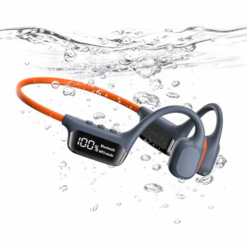 Aiandcc Auriculares Conducción Ósea Natación Bluetooth 5.3, IPX8 Impermeables, MP3 32GB, Open Ear Deportivos, hasta 16h, Auriculares para Nadar, Correr y Ciclismo Azul
