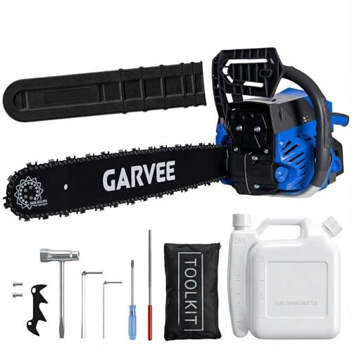 Tronçonneuse thermique 52cc, guide 50 cm (20), moteur 2 temps 3 ch, poignée supérieure ergonomique antidérapante, double réservoir, démarrage rapide, idéale pour coupe de bois, élagage et débroussail