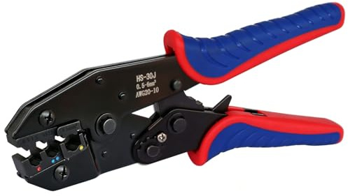 QeeHeng - Herramienta de crimpado de terminales de alambre aislado, alicates de crimpado de trinquete AWG20-10 0.5-1.5/1.5-2.5/4-6mm², alicates de crimpado de lugs de cable eléctrico para conectores