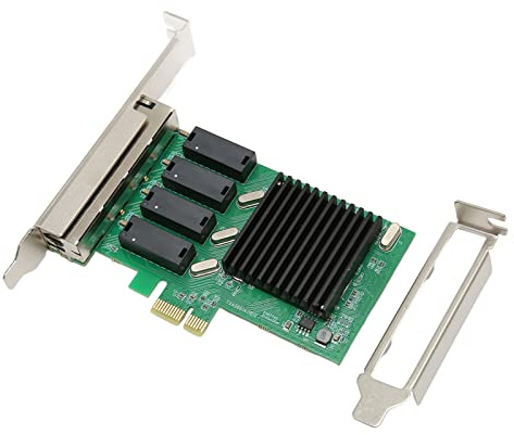 Bewinner 4-Port-PCIe-Gigabit-Ethernet-Karte, 10/100/1000 Mbit/s PCI-Express-Netzwerkadapter, RTL8111H-Chip, Abwärtskompatibel, Wake-on-LAN, 9K-Jumbo-Frames