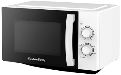 Melchioni Family CRUNCHY Microonde 23 L - Forno Microonde con Grill - Potenza 800W, Grill 1000W - Timer 1-30 Minuti - 9 livelli di potenza - Bianco