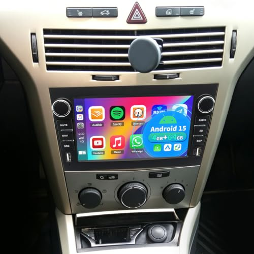 4+64G Android 15 Auto Radio Coche con CarPlay Android Auto para Opel Astra 2004-2009, Pantalla táctil de 7 Pulgadas Autoradio Estéreo Reproductor con navegación GPS SWC FM RDS Mirror Link Bluetooth