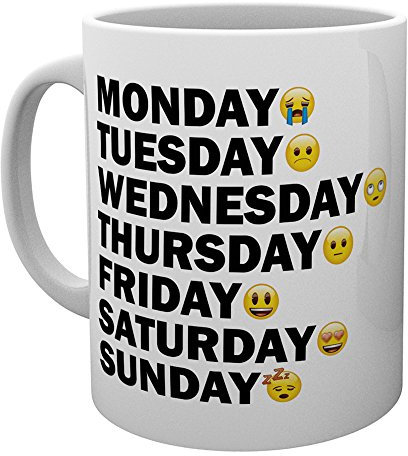 GB Eye Emoji Jours de la Semaine Mug Multicolore