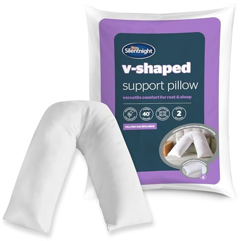 Silentnight V Pillow with Pillowcase - Pregnancy Nursing Support V Shaped Triangle Pillow Cushion Orthopaedic with Stain and Water Repellent Pillowcase - Hypoallergenic and Machine Washable
