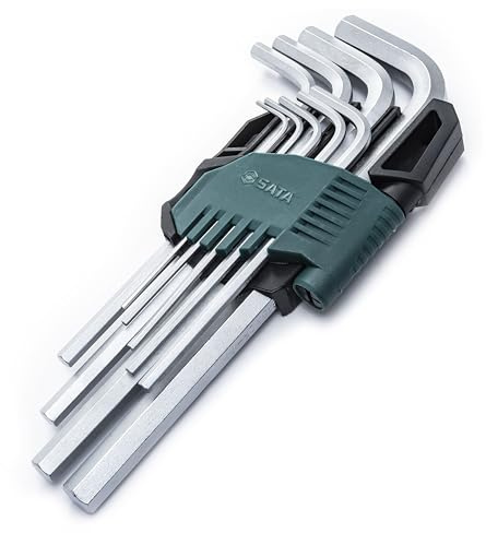 SATA ST09107ASJ Innensechskant Winkelstiftschlüssel und Sechskantschlüssel Set, 9 Tlg. Metrisch 1.5-10 mm
