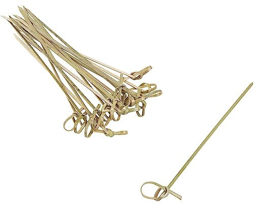 Confezione da 300 spiedini usa e getta in bambù per grigliare barbecue, bastoncini da cocktail con nodo in legno per antipasti per feste, 15 cm