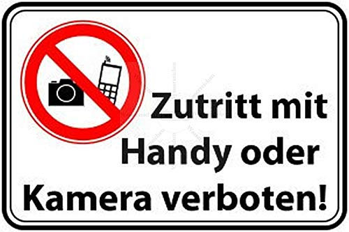 10cm! 2Stück!Aufkleber-Folie Wetterfest Made IN Germany zutritt Handy Kamera Verbot S181 UV&Waschanlagenfest Vinyl-Sticker Profi Qualität