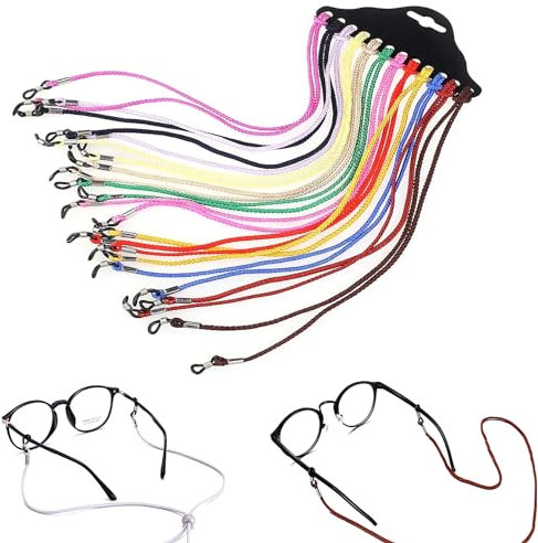 ZARRS Cordon Lunettes,Verres de Cordon 12 pièces Multicolore Chaîne de Lunettes pour Lunettes de Sport de Sport en Plein Air 12 Couleurs