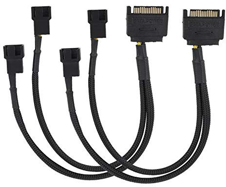Kafuty 2pcs Câble Adaptateur de Ventilateur SATA 15 Pin vers 2 Convertisseurs 4 Pin Câble de Rallonge de Ventilateur Pris en Charge de l'alimentation de Votre Ventilateur