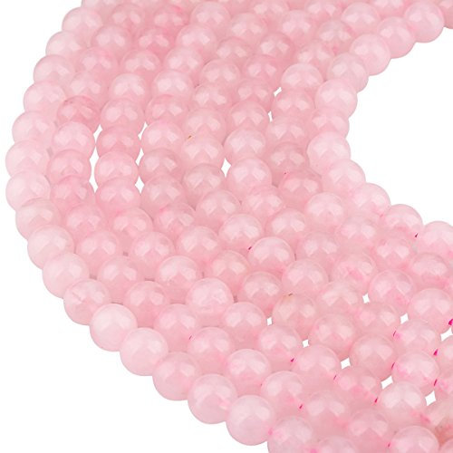 KYEYGWO Rondes Perles en Vrac de Chakra Pierres, Perles de Pierre Naturelle pour Fabrication de Bijoux Bracelet Collier Bricolage, 15, Quartz Rose
