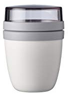 Mepal - Lunchpot Ellipse Mini - Praktischer Joghurtbecher & Müslibecher - Unterteilung für Joghurt & Müsli - Geeignet für Gefrierschrank, Mikrowelle & Spülmaschine - 300 ml + 120 ml - White