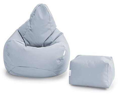 Loft 25 Gaming Sitzsack Outdoor | Gaming Sessel für den Innenbereich des Wohnzimmers im Freien | Wasserbeständig | Ergonomisches Design zur Körperunterstützung | Langlebig (Grau, Sitzsack Set)