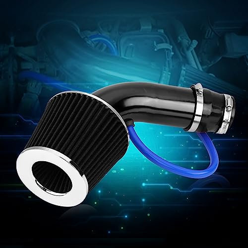 Filtre d'admission d'air | 76mm 3 pouces universel voiture filtre d'admission d'air froid kit de tuyau d'induction en alu um(noir)