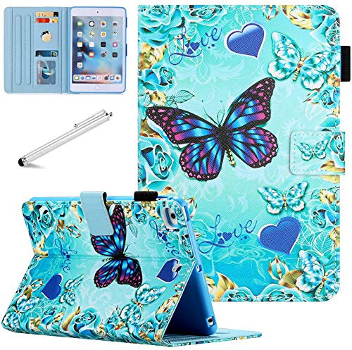 Fancity Case for iPad Mini 5 Mini 4, Mini 3 Mini 2 Protective Cover, PU Leather Smart Auto Wake/Sleep Case with Stand Card Slot Pencil Holder for iPad Mini 7.9 Inch, Crystal Butterfly