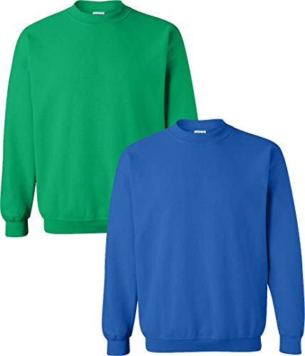 Gildan Kapuzenpullover für Herren, schweres Mischgewebe, 227 g T-Shirt, 2er-Pack, Grün/Blau (LRG-Irish-Royal)