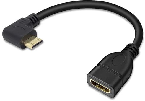 Herfair Mini-HDMI-zu-HDMI-Adapterkabel Mini-HDMI-zu-Standard-HDMI-Konverterkabel 90 Grad Mini-HDMI-Kabel unterstützt 1080P Full HD-Auflösung für Laptop-Camcorder-Kamera (nach oben gerichteter Winkel)