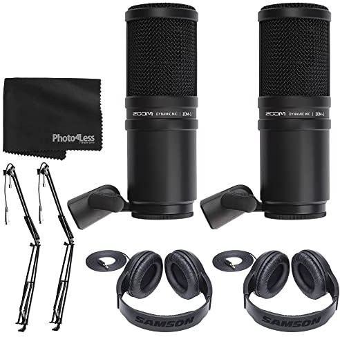 Zoom ZDM-1 Microphone dynamique x2 + bras de perche de diffusion/webdiffusion x2 + casque stéréo x2 + chiffon de nettoyage