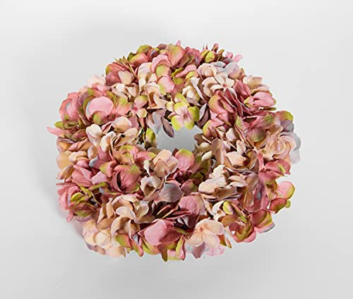 Seidenblumen Roß Hortensienkranz 32cm (Pastell) JA künstlicher Kranz künstliche Hortensien … (Altrosa-Grün)