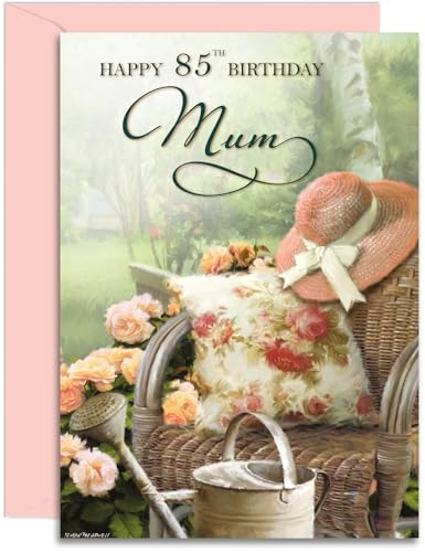 Olivia Samuel Geburtstagskarte zum 85. Geburtstag, glänzend, mittelgroß, A5-Format, 148 mm x 210 mm, mit Haftklebeverschluss
