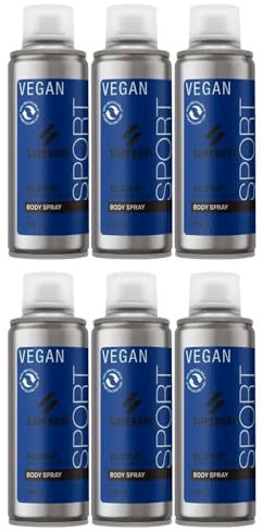 7tlg. Set kompatibel mit 6x200ml SuperDry RE:start Funky Blau Männer Deospray Deodorant Body Spray & Dustbag in Schwarz von STUDIO.MUNET