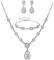 Clearine Statment Schmuckset Damen Hochzeit Cubic Zirkonia Tropfen Y-Halskette Kette, Armband und Ohrhänger Set Klar Silber-Ton