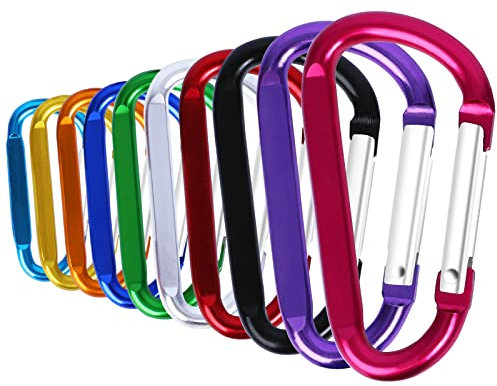 Lot de 10 Mousquetons Alliage D'aluminium - Mousquetons D Crochet Clip Porte-clés Multicouleur pour Camping, Randonnée ou Voyage - Sac à Dos